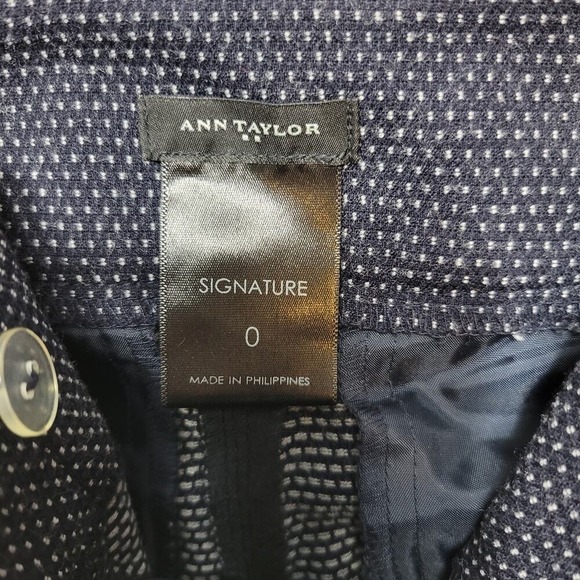 Ann Taylor Signature Dot Print Cropped Dress Pants Womens Size 0 Navy White - Picture 3 of 8
